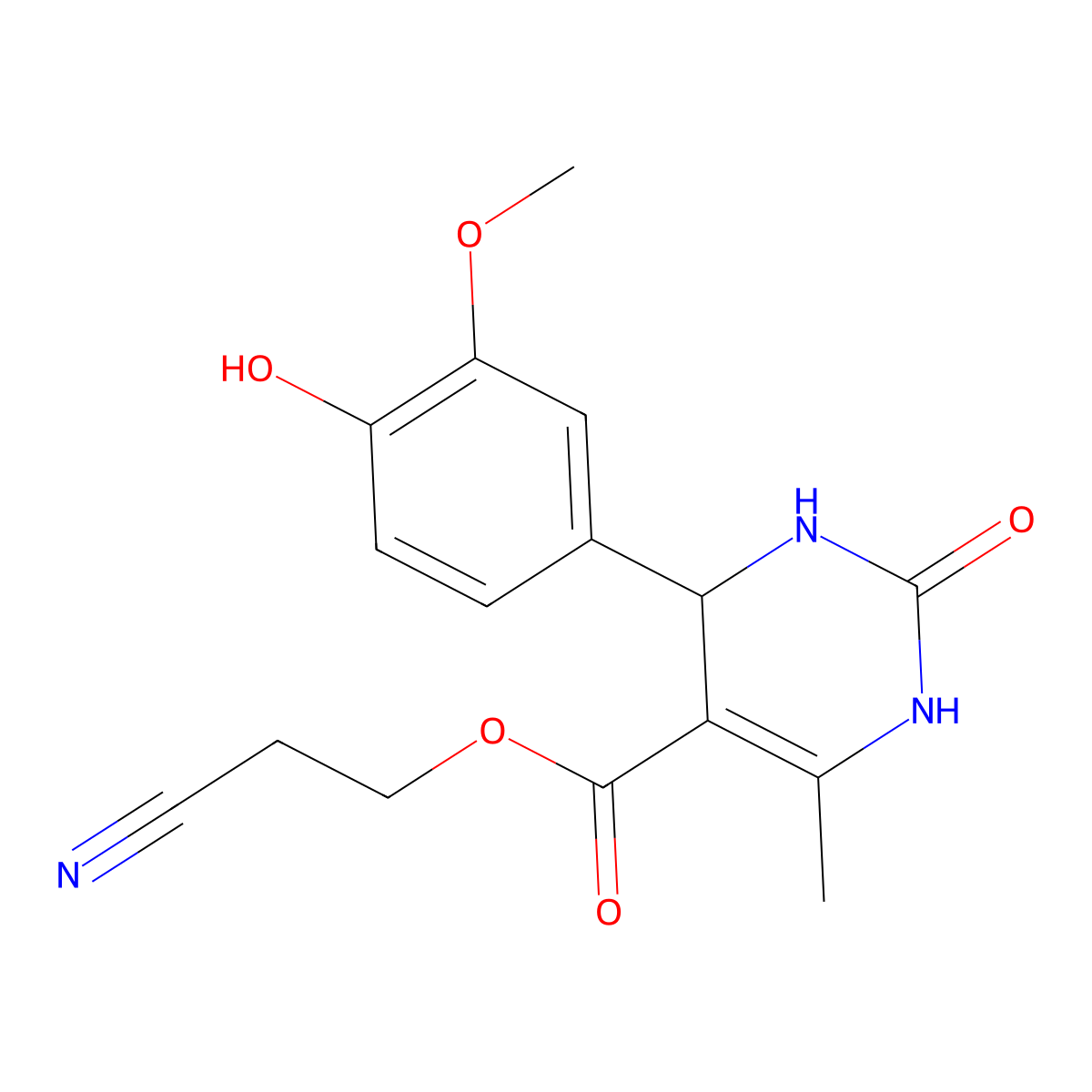 2-Cyanoethyl 4-(4-hydroxy-3-methoxyphenyl)-6-methyl-2-oxo-1,2,3,4-tetrahydropyrimidine-5-carboxylate molecular structure, CAS 329066-15-1