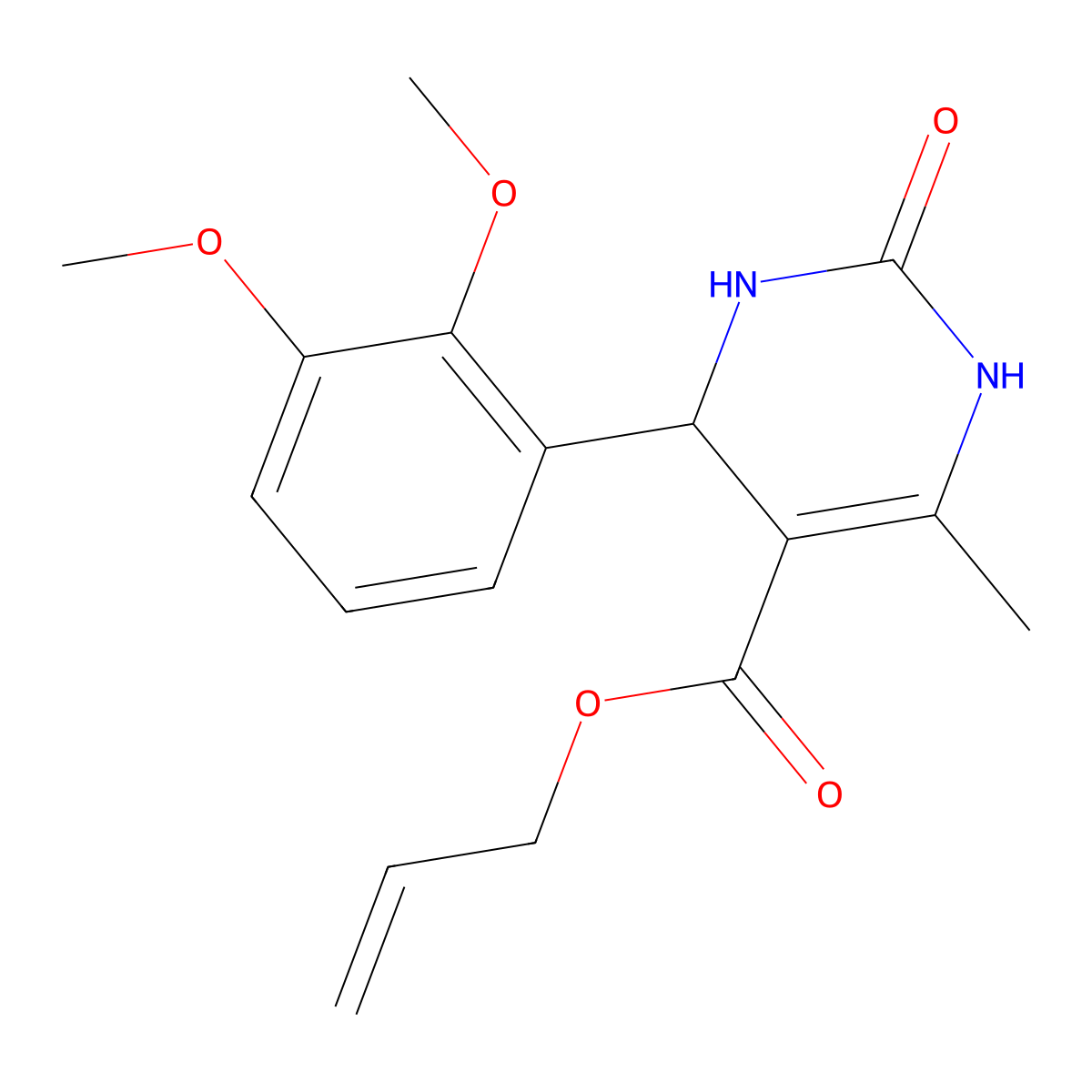 prop-2-enyl 4-(2,3-dimethoxyphenyl)-6-methyl-2-oxo-3,4-dihydro-1H-pyrimidine-5-carboxylate molecular structure, CAS 329066-21-9