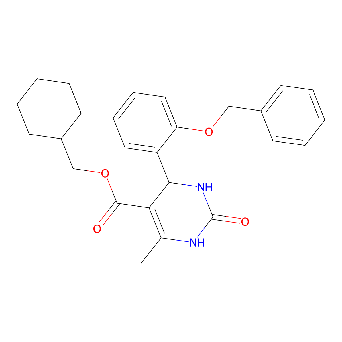 Cyclohexylmethyl 4-[2-(benzyloxy)phenyl]-6-methyl-2-oxo-1,2,3,4-tetrahydropyrimidine-5-carboxylate molecular structure, CAS 329066-50-4