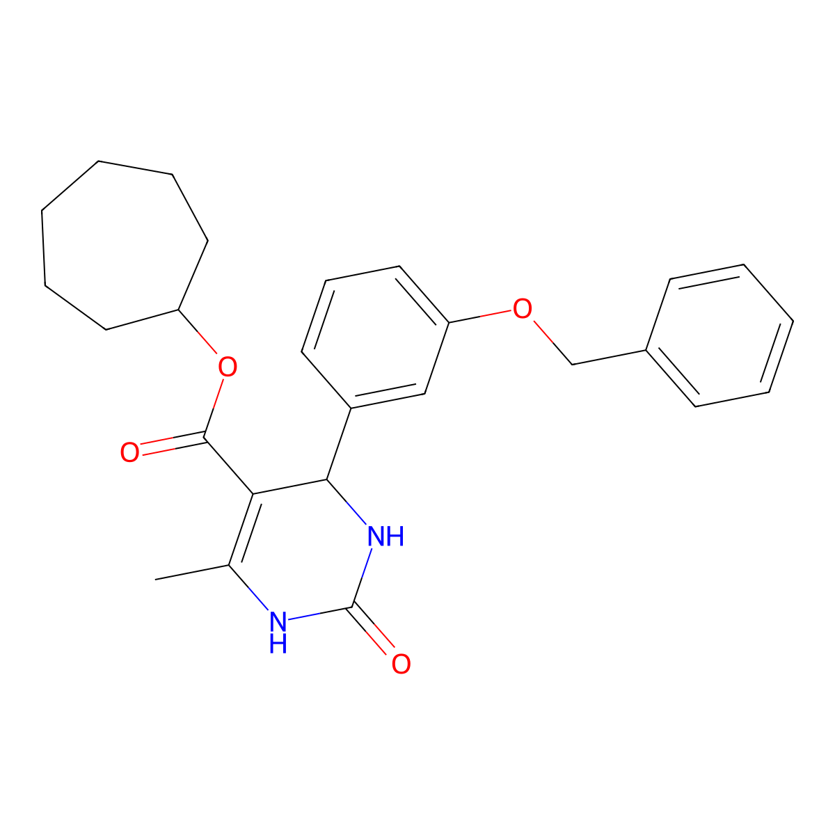 Cycloheptyl 4-[3-(benzyloxy)phenyl]-6-methyl-2-oxo-1,2,3,4-tetrahydropyrimidine-5-carboxylate molecular structure, CAS 329066-70-8