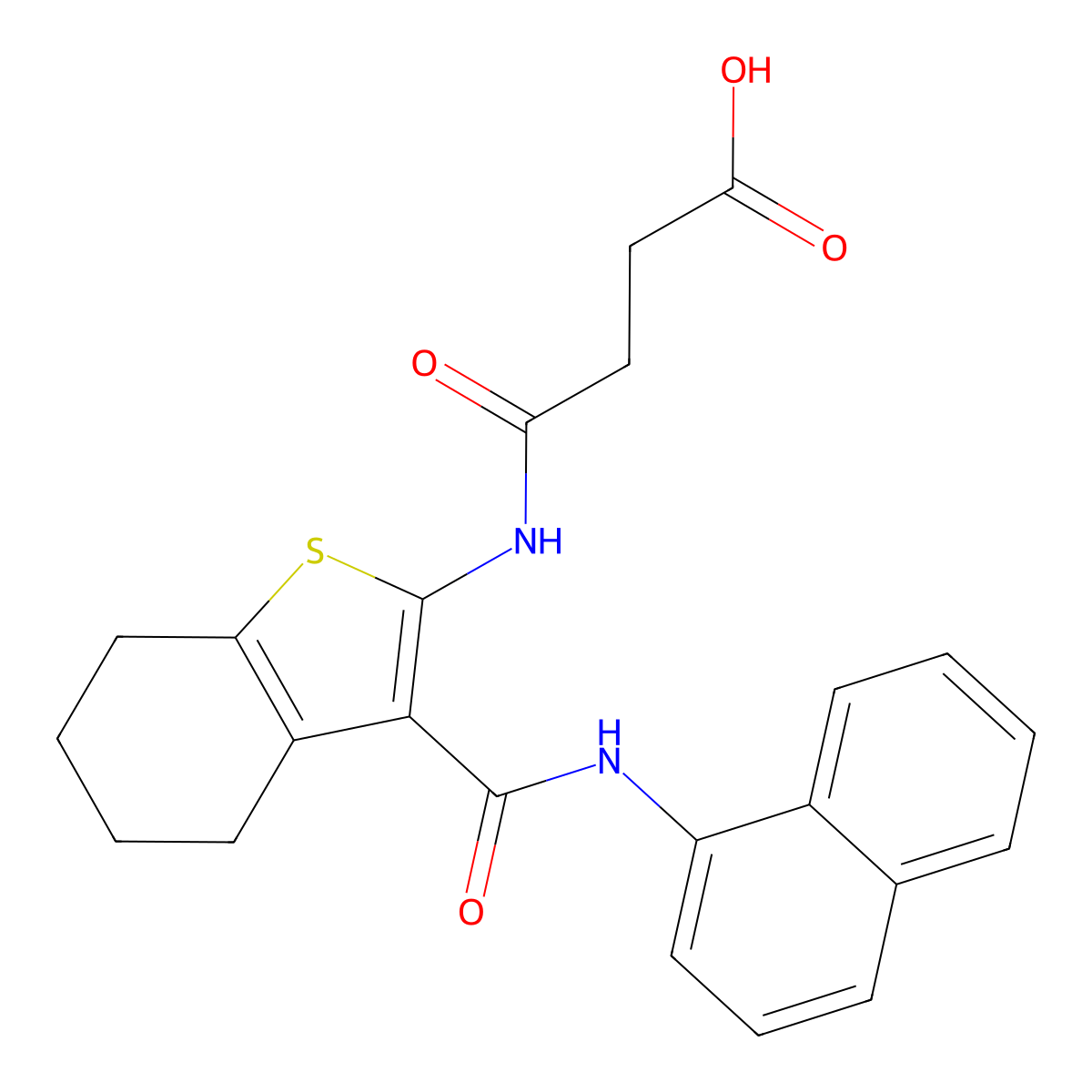 4-({3-[(1-Naphthylamino)carbonyl]-4,5,6,7-tetrahydro-1-benzothien-2-yl}amino)-4-oxobutanoic acid molecular structure, CAS 329066-74-2