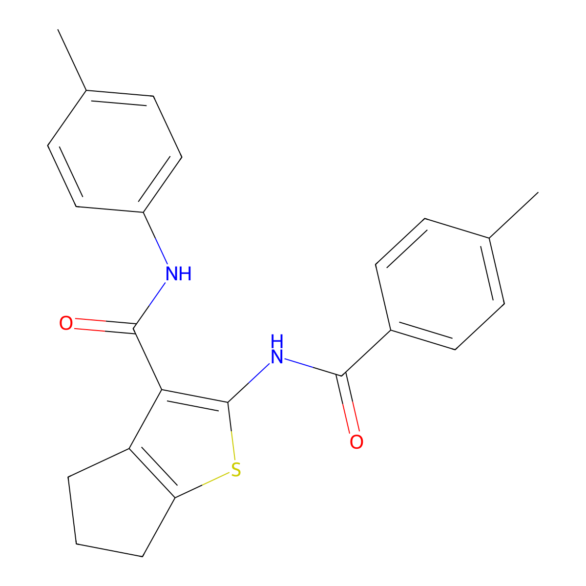 2-[(4-methylbenzoyl)amino]-N-(4-methylphenyl)-5,6-dihydro-4H-cyclopenta[b]thiophene-3-carboxamide molecular structure, CAS 329066-78-6