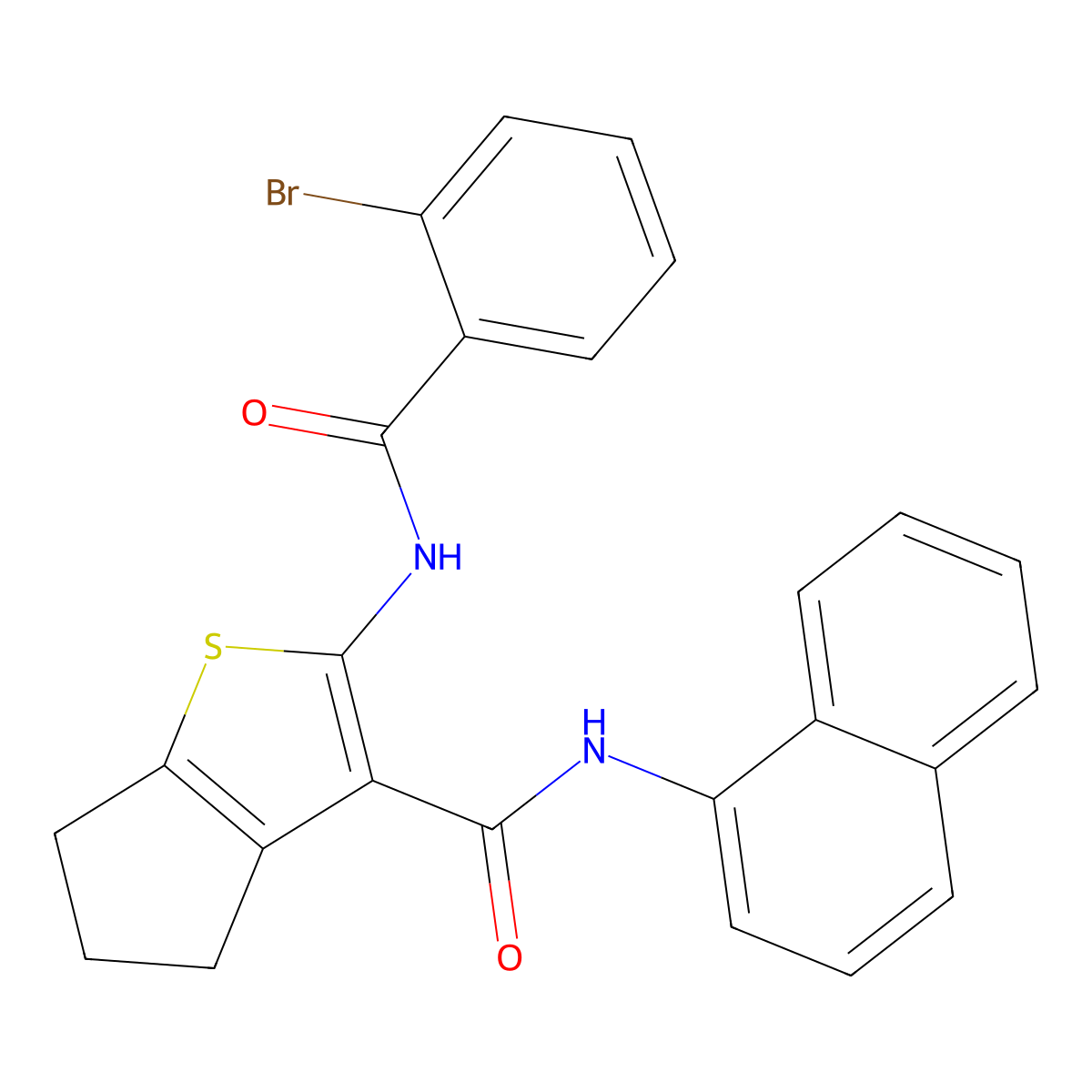 2-[(2-bromobenzoyl)amino]-N-(1-naphthyl)-5,6-dihydro-4H-cyclopenta[b]thiophene-3-carboxamide molecular structure, CAS 329066-86-6