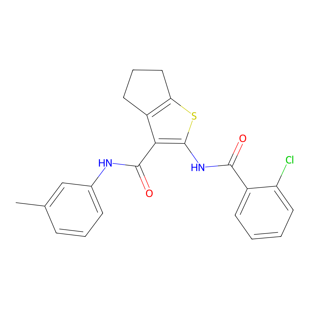 2-[(2-chlorobenzoyl)amino]-N-(3-methylphenyl)-5,6-dihydro-4H-cyclopenta[b]thiophene-3-carboxamide molecular structure, CAS 329067-09-6