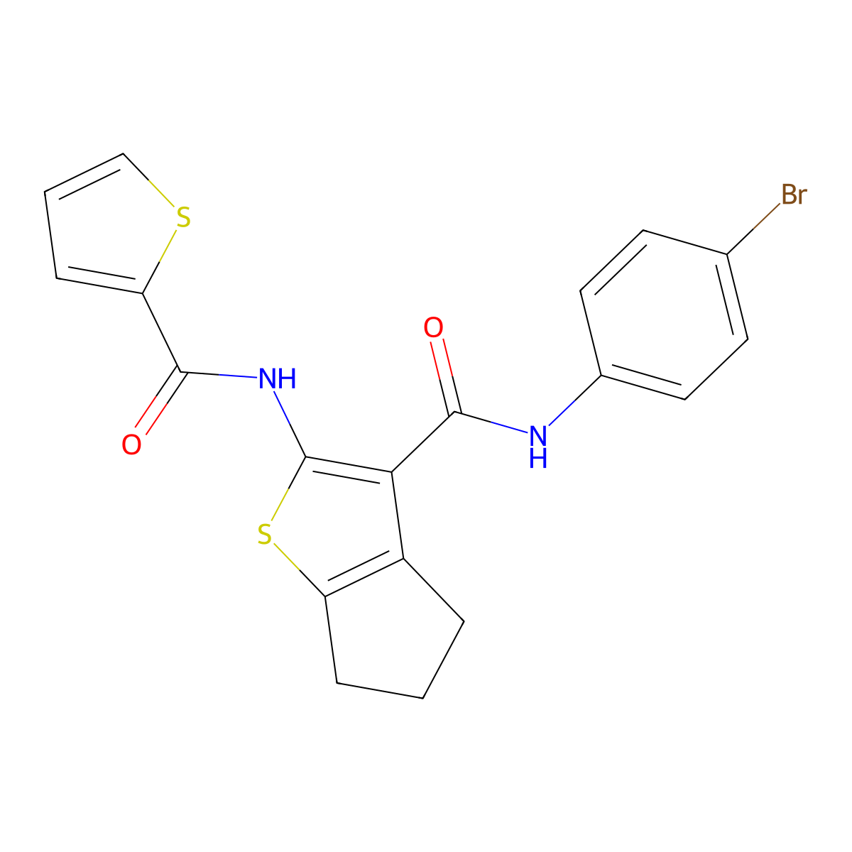 N-(4-bromophenyl)-2-[(2-thienylcarbonyl)amino]-5,6-dihydro-4H-cyclopenta[b]thiophene-3-carboxamide molecular structure, CAS 329067-11-0