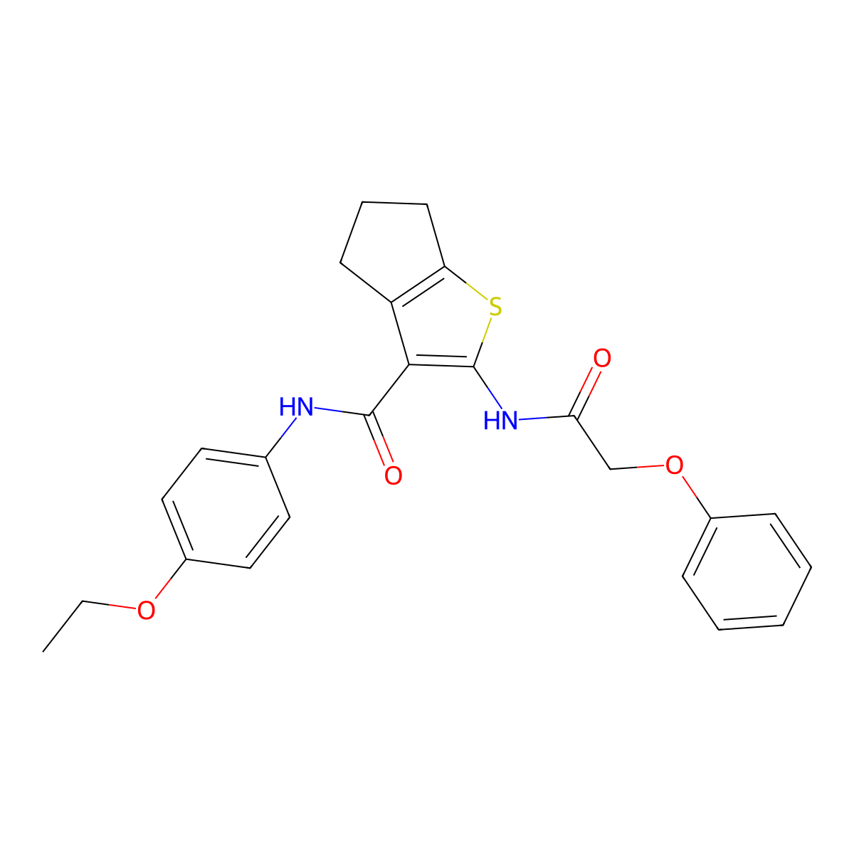 N-(4-ethoxyphenyl)-2-[(2-phenoxyacetyl)amino]-5,6-dihydro-4H-cyclopenta[b]thiophene-3-carboxamide molecular structure, CAS 329067-13-2