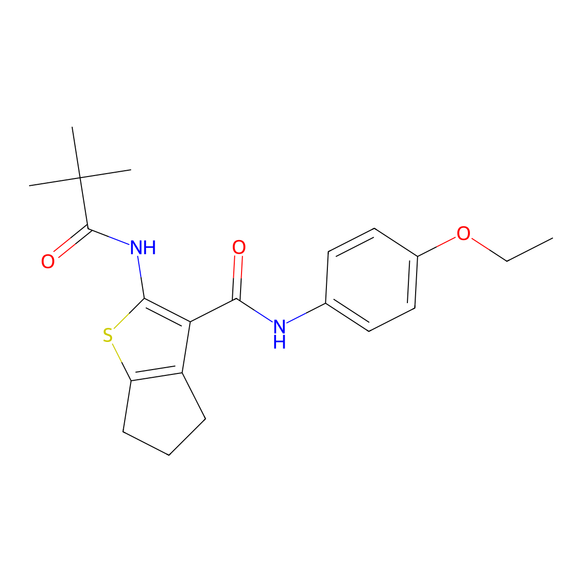 2-(2,2-dimethylpropanoylamino)-N-(4-ethoxyphenyl)-5,6-dihydro-4H-cyclopenta[b]thiophene-3-carboxamide molecular structure, CAS 329067-14-3