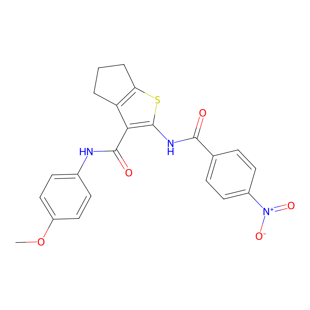 N-(4-methoxyphenyl)-2-[(4-nitrobenzoyl)amino]-5,6-dihydro-4H-cyclopenta[b]thiophene-3-carboxamide molecular structure, CAS 329067-16-5
