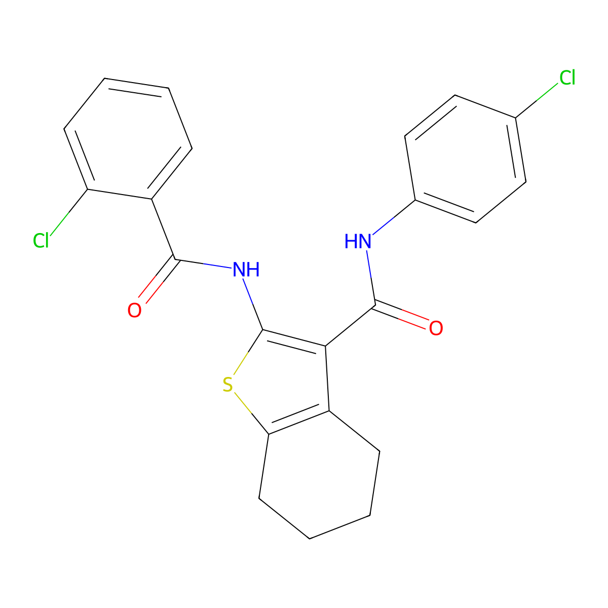 2-[(2-chlorobenzoyl)amino]-N-(4-chlorophenyl)-4,5,6,7-tetrahydro-1-benzothiophene-3-carboxamide molecular structure, CAS 329067-20-1