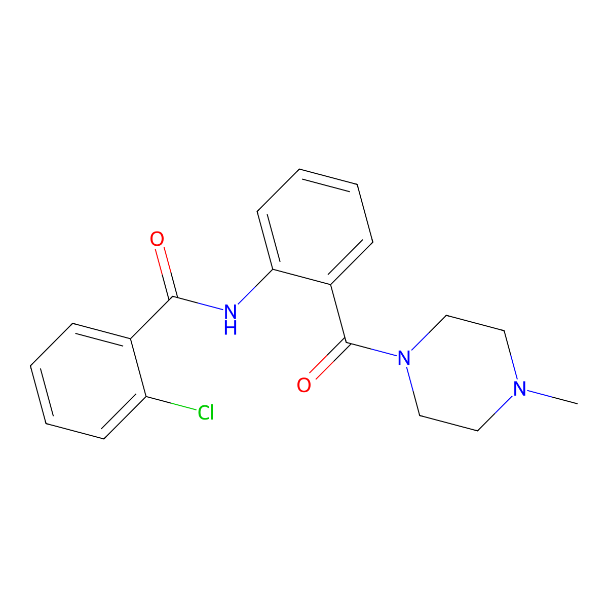 2-chloro-N-[2-(4-methylpiperazine-1-carbonyl)phenyl]benzamide molecular structure, CAS 329067-29-0