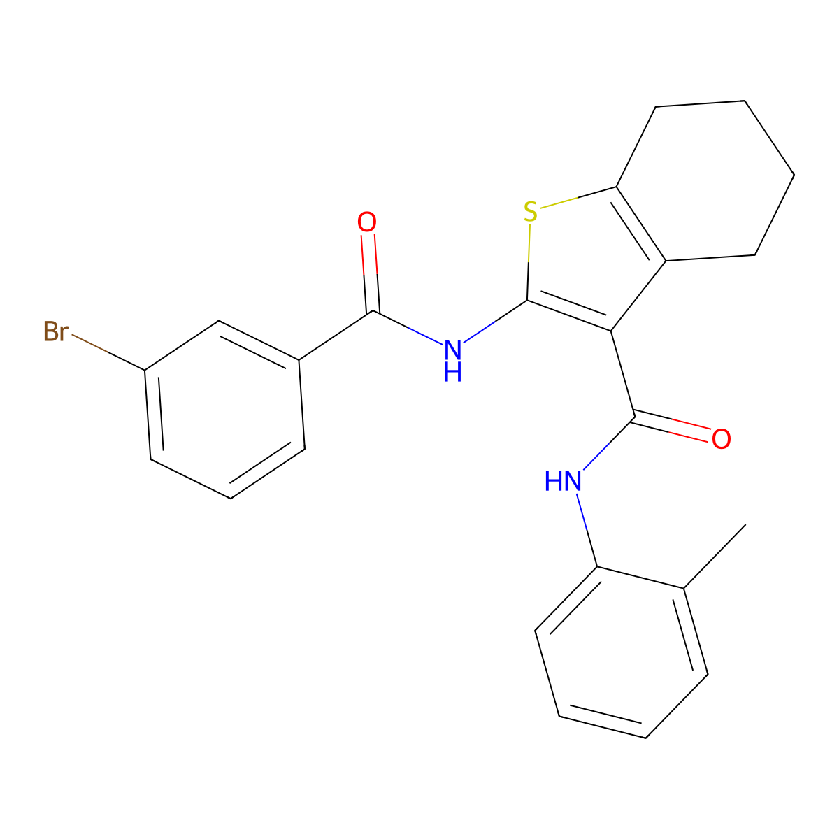 2-[(3-bromobenzoyl)amino]-N-(2-methylphenyl)-4,5,6,7-tetrahydro-1-benzothiophene-3-carboxamide molecular structure, CAS 329067-41-6