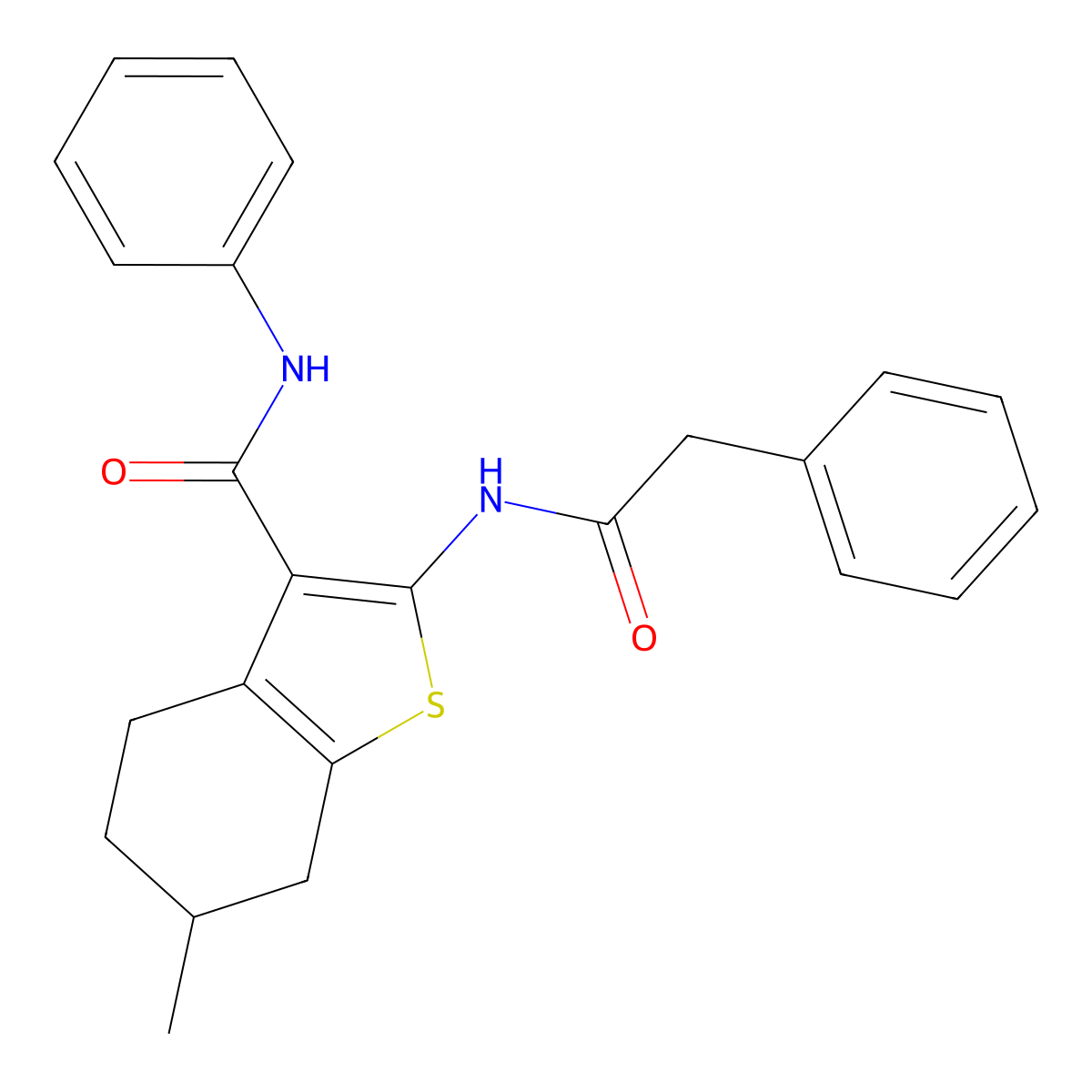 6-methyl-N-phenyl-2-[(phenylacetyl)amino]-4,5,6,7-tetrahydro-1-benzothiophene-3-carboxamide molecular structure, CAS 329067-68-7