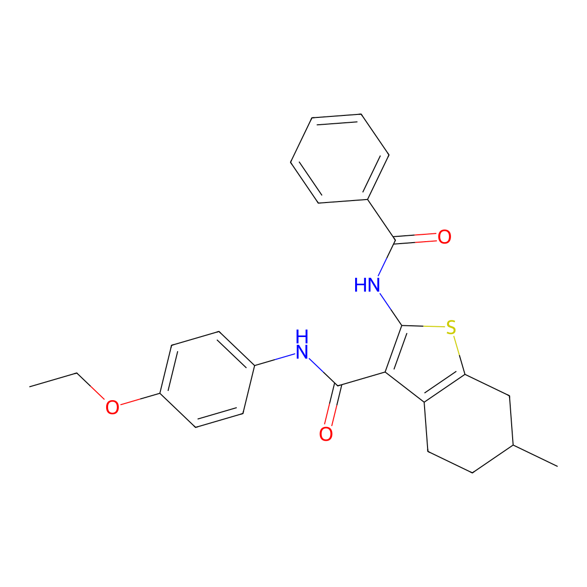 2-benzamido-N-(4-ethoxyphenyl)-6-methyl-4,5,6,7-tetrahydro-1-benzothiophene-3-carboxamide molecular structure, CAS 329067-71-2
