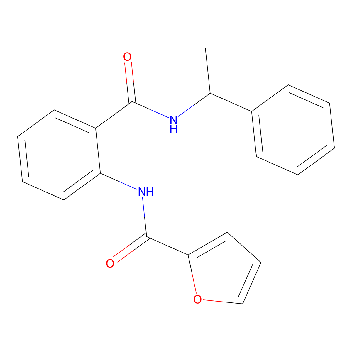 N-[2-(1-phenylethylcarbamoyl)phenyl]furan-2-carboxamide molecular structure, CAS 329067-83-6