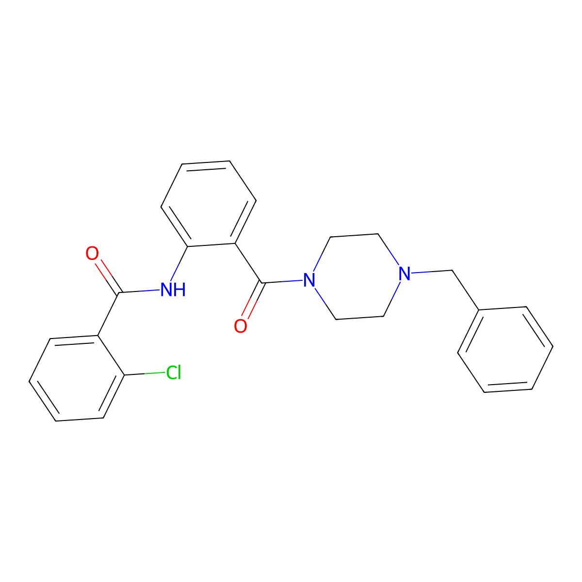 N-[2-(4-benzylpiperazine-1-carbonyl)phenyl]-2-chlorobenzamide molecular structure, CAS 329068-13-5