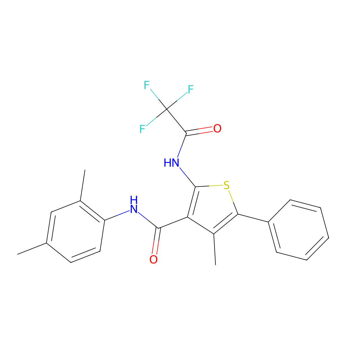 N-(2,4-dimethylphenyl)-4-methyl-5-phenyl-2-[(2,2,2-trifluoroacetyl)amino]thiophene-3-carboxamide molecular structure, CAS 329068-62-4