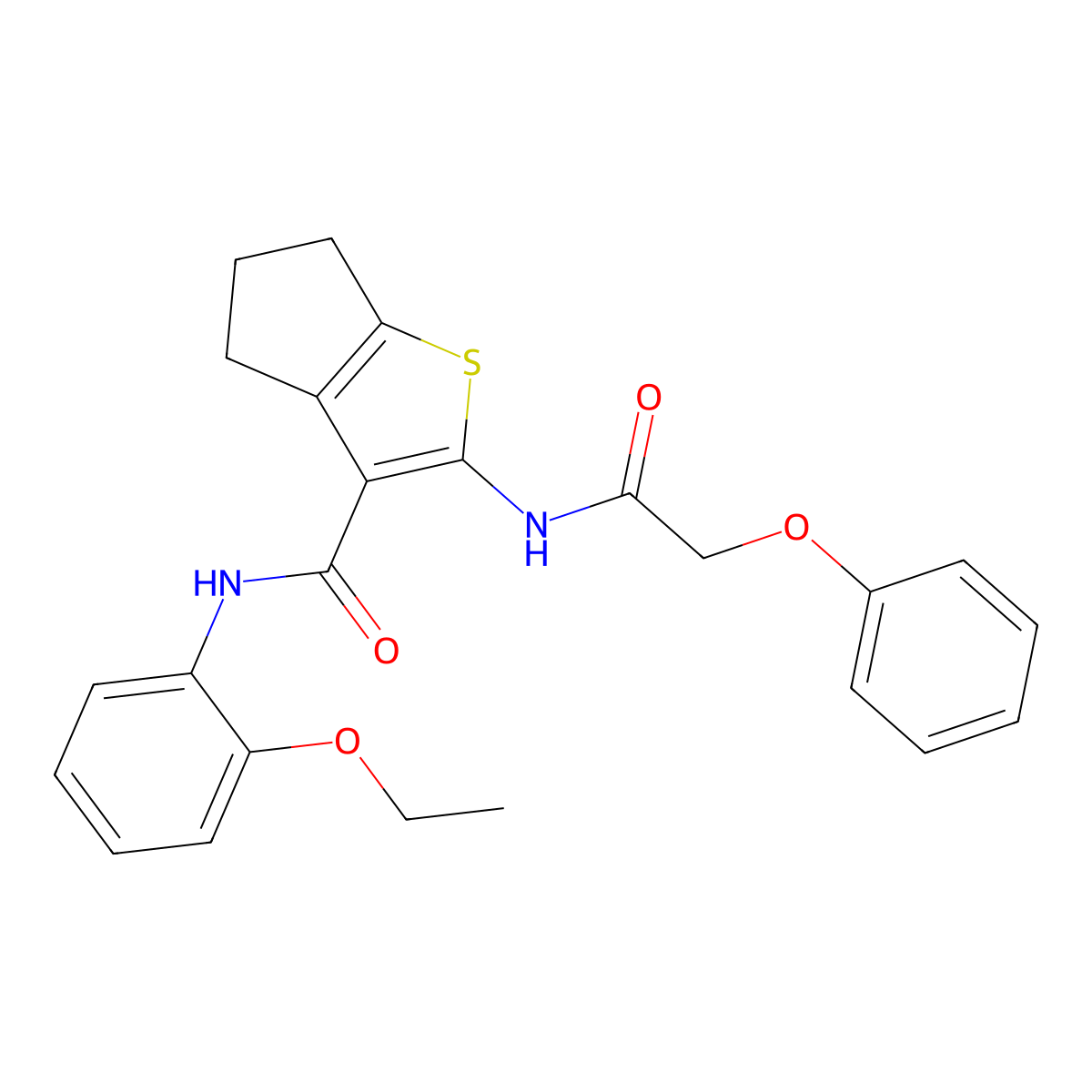 N-(2-ethoxyphenyl)-2-(2-phenoxyacetamido)-4H,5H,6H-cyclopenta[b]thiophene-3-carboxamide molecular structure, CAS 329068-94-2