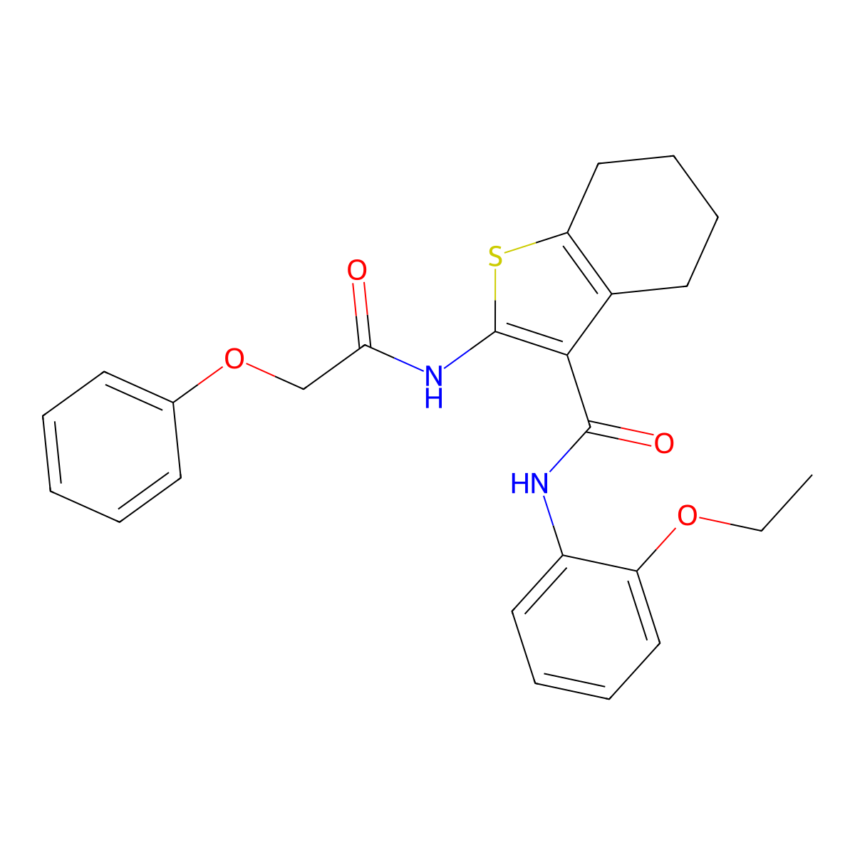 N-(2-ethoxyphenyl)-2-(2-phenoxyacetamido)-4,5,6,7-tetrahydro-1-benzothiophene-3-carboxamide molecular structure, CAS 329068-99-7