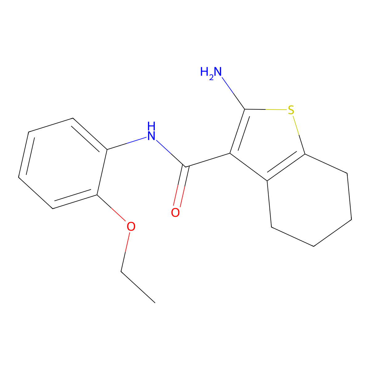 2-amino-N-(2-ethoxyphenyl)-4,5,6,7-tetrahydro-1-benzothiophene-3-carboxamide molecular structure, CAS 329069-00-3