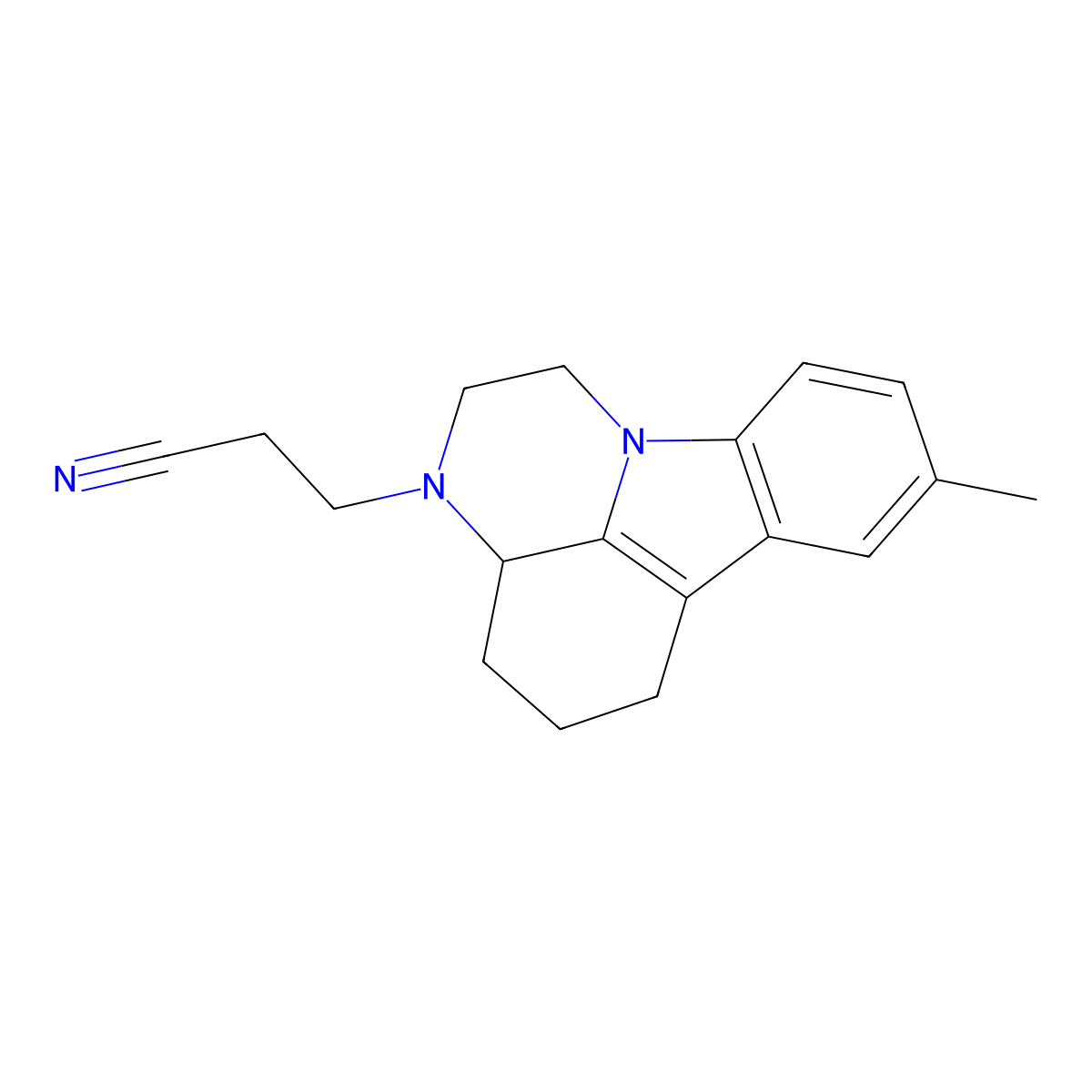 3-(8-Methyl-1,2,3a,4,5,6-hexahydro-3H-pyrazino[3,2,1-jk]carbazol-3-yl)propanenitrile molecular structure, CAS 329070-85-1
