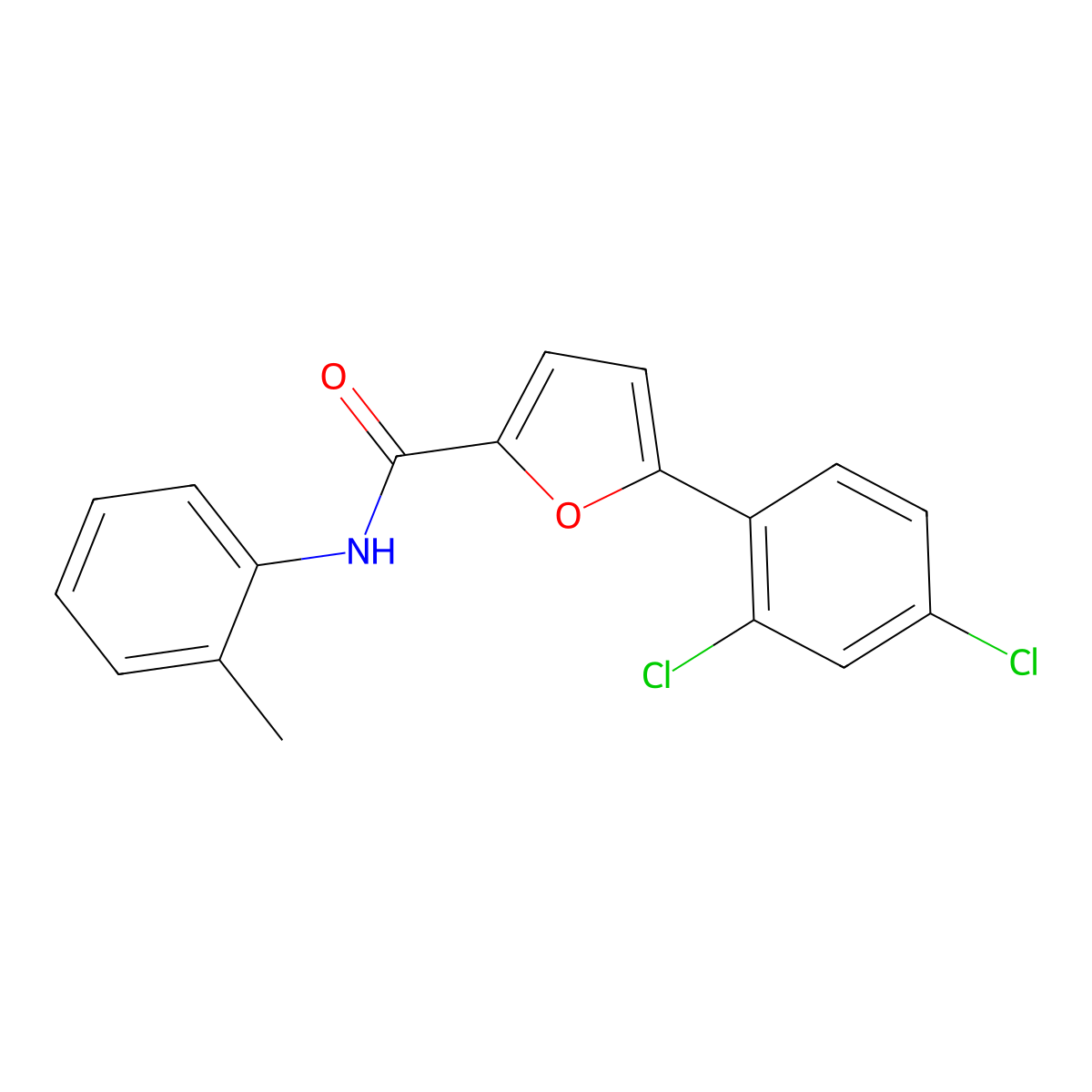 5-(2,4-dichlorophenyl)-N-(2-methylphenyl)-2-furancarboxamide molecular structure, CAS 329071-65-0