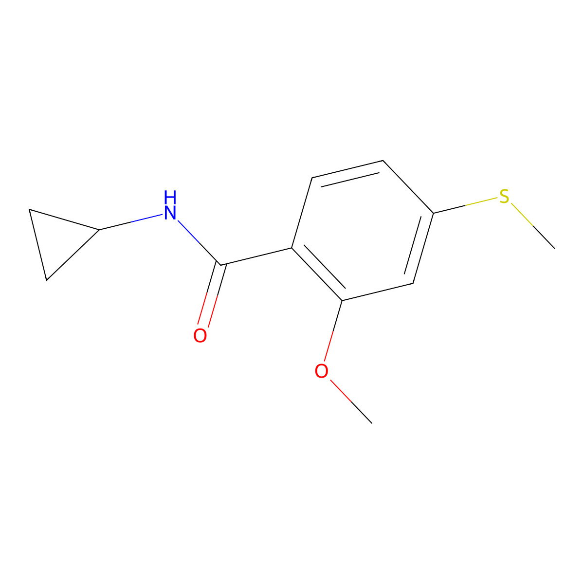 N-cyclopropyl-2-methoxy-4-methylsulfanylbenzamide molecular structure, CAS 329071-80-9