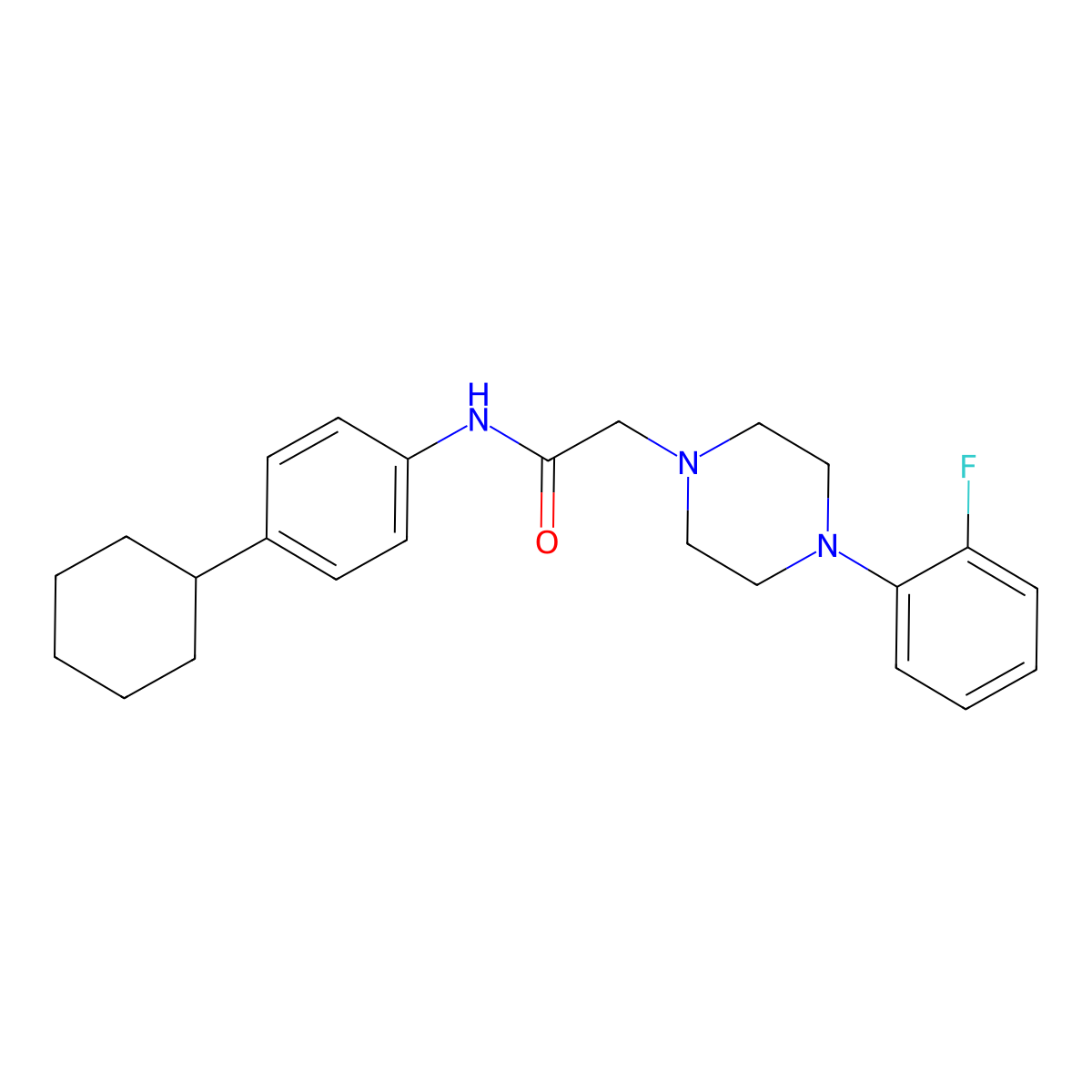 N-(4-cyclohexylphenyl)-2-[4-(2-fluorophenyl)piperazin-1-yl]acetamide molecular structure, CAS 329071-92-3