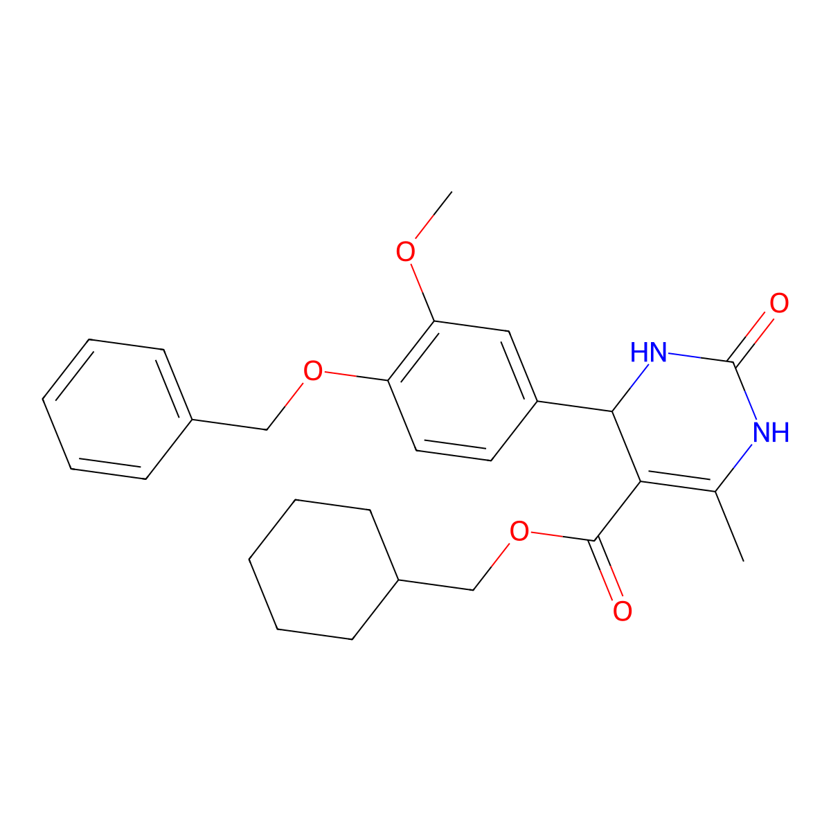 Cyclohexylmethyl 4-[4-(benzyloxy)-3-methoxyphenyl]-6-methyl-2-oxo-1,2,3,4-tetrahydropyrimidine-5-carboxylate molecular structure, CAS 329071-96-7