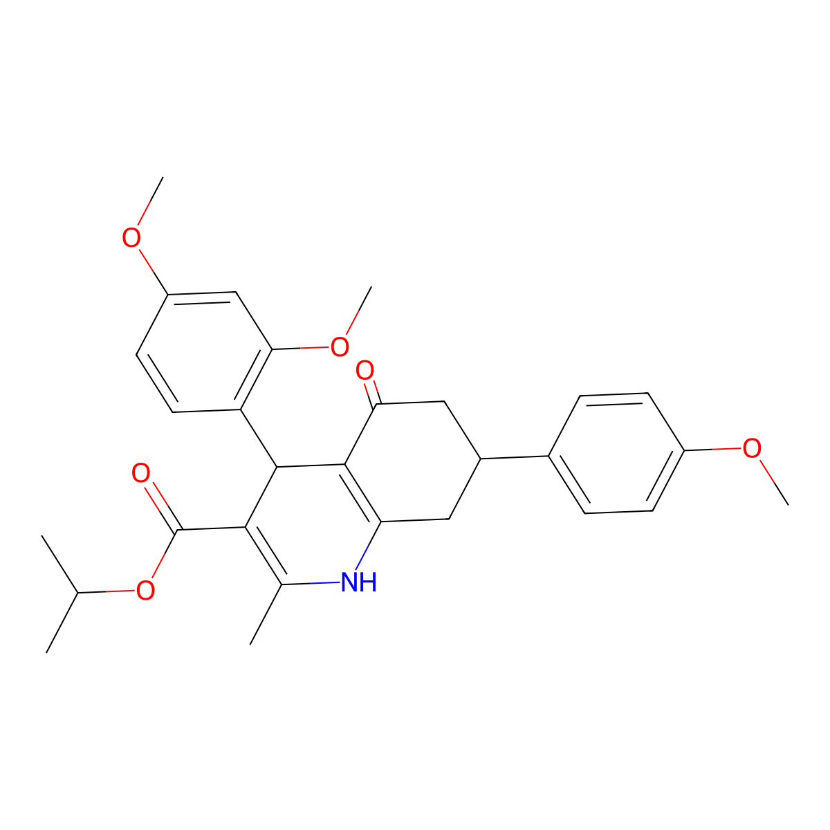 Propan-2-yl 4-(2,4-dimethoxyphenyl)-7-(4-methoxyphenyl)-2-methyl-5-oxo-1,4,5,6,7,8-hexahydroquinoline-3-carboxylate molecular structure, CAS 329071-98-9