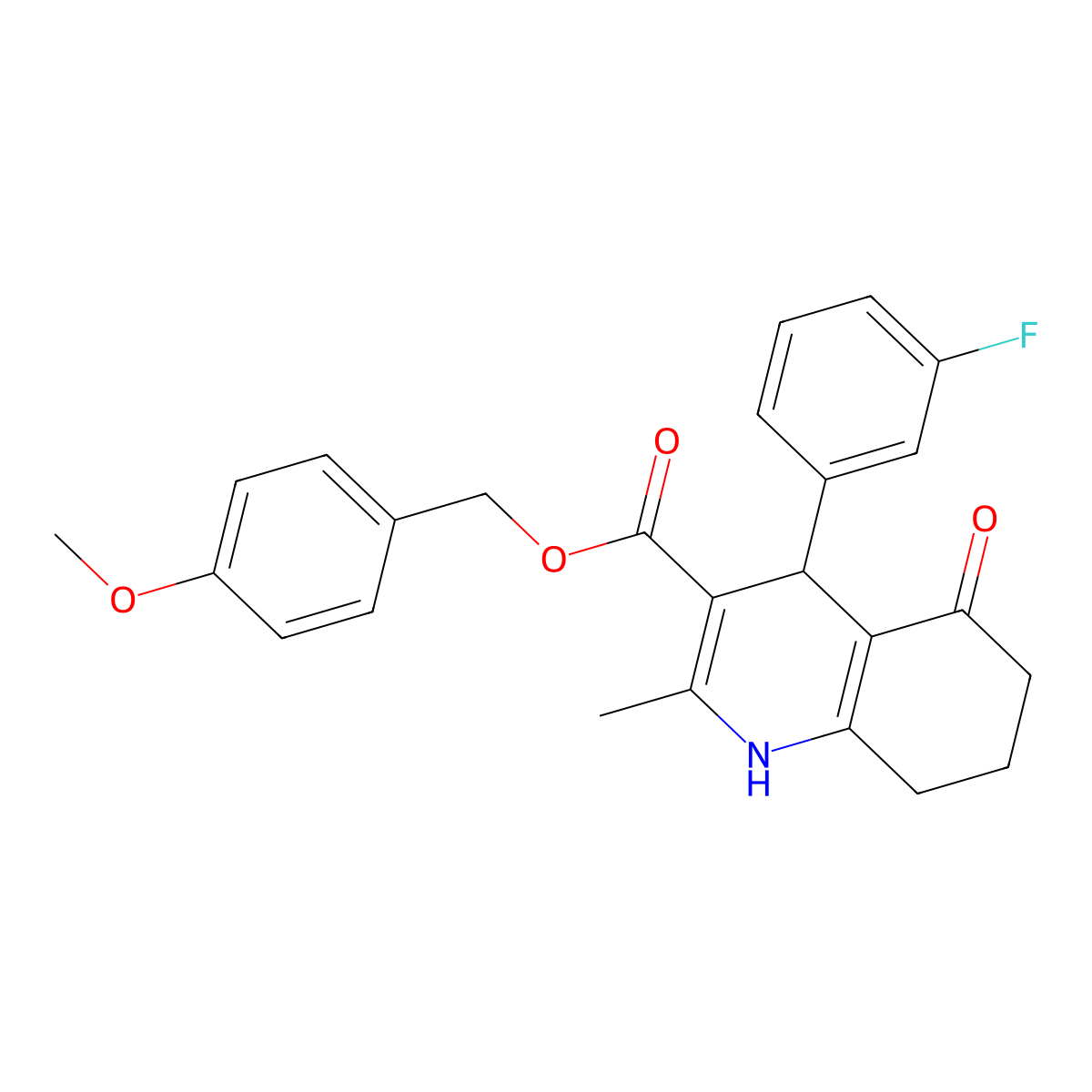 4-Methoxybenzyl 4-(3-fluorophenyl)-2-methyl-5-oxo-1,4,5,6,7,8-hexahydroquinoline-3-carboxylate molecular structure, CAS 329072-00-6