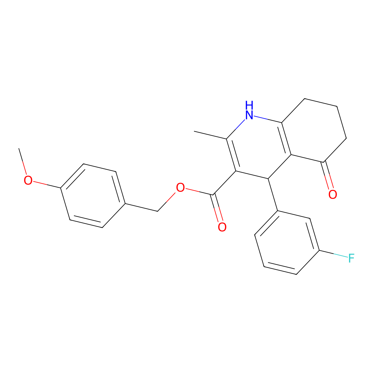 4-Methoxybenzyl 4-(3-fluorophenyl)-2-methyl-5-oxo-1,4,5,6,7,8-hexahydroquinoline-3-carboxylate molecular structure, CAS 329072-00-6
