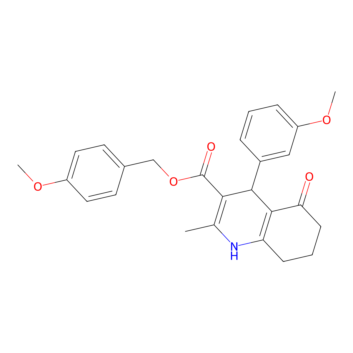 4-Methoxybenzyl 4-(3-methoxyphenyl)-2-methyl-5-oxo-1,4,5,6,7,8-hexahydroquinoline-3-carboxylate molecular structure, CAS 329072-33-5