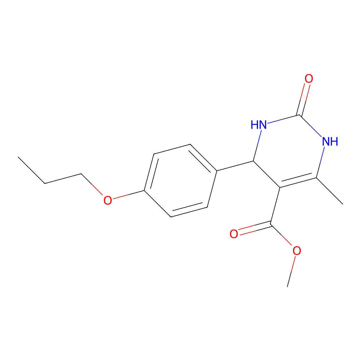 Methyl 6-methyl-2-oxo-4-(4-propoxyphenyl)-1,2,3,4-tetrahydropyrimidine-5-carboxylate molecular structure, CAS 329072-45-9