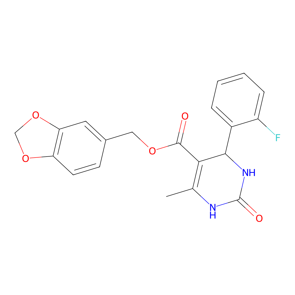 1,3-Benzodioxol-5-ylmethyl 4-(2-fluorophenyl)-6-methyl-2-oxo-1,2,3,4-tetrahydropyrimidine-5-carboxylate molecular structure, CAS 329072-71-1