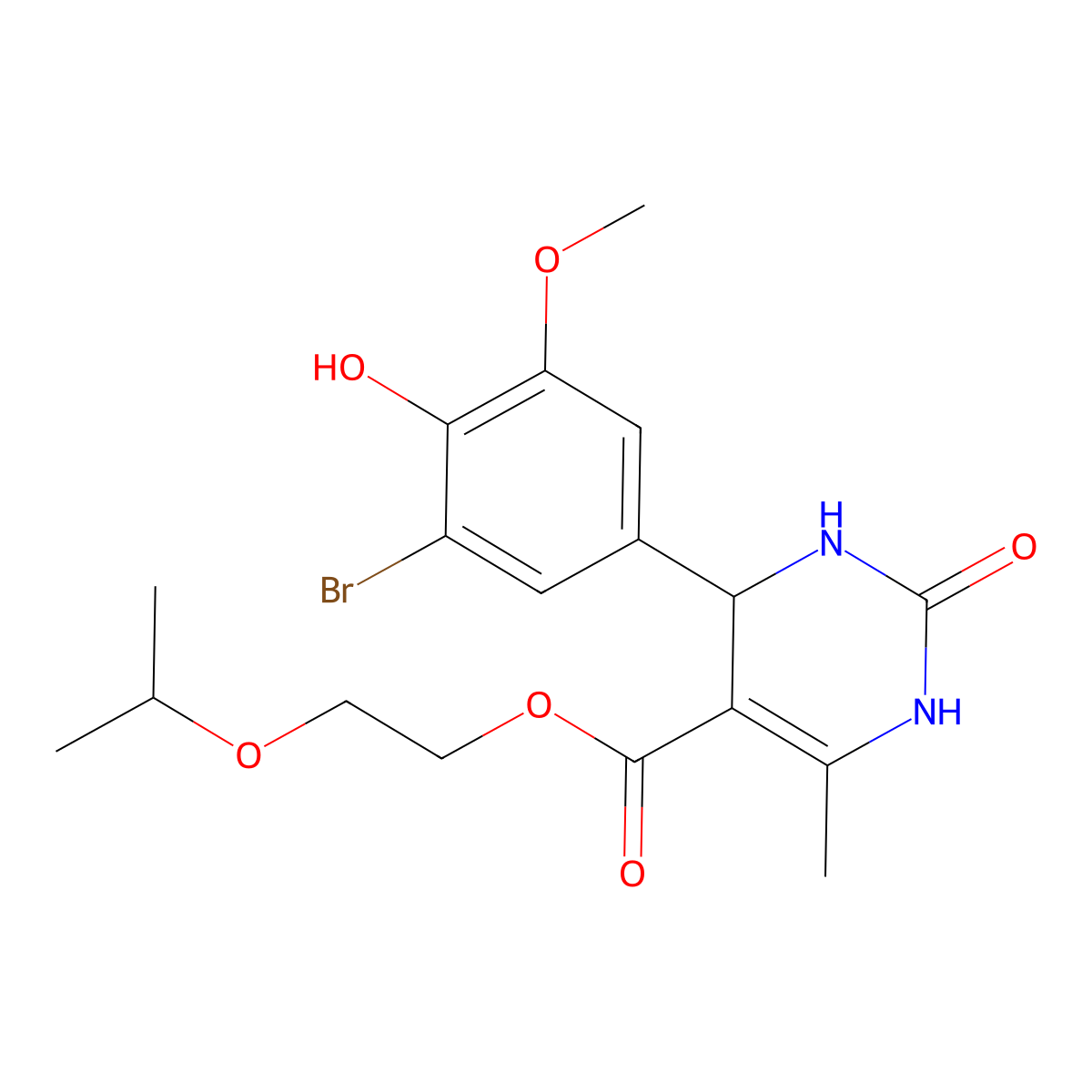 2-(Propan-2-yloxy)ethyl 4-(3-bromo-4-hydroxy-5-methoxyphenyl)-6-methyl-2-oxo-1,2,3,4-tetrahydropyrimidine-5-carboxylate molecular structure, CAS 329072-82-4