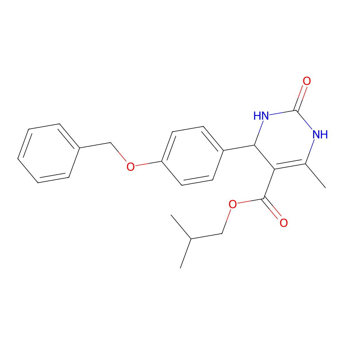 2-Methylpropyl 4-[4-(benzyloxy)phenyl]-6-methyl-2-oxo-1,2,3,4-tetrahydropyrimidine-5-carboxylate molecular structure, CAS 329072-83-5