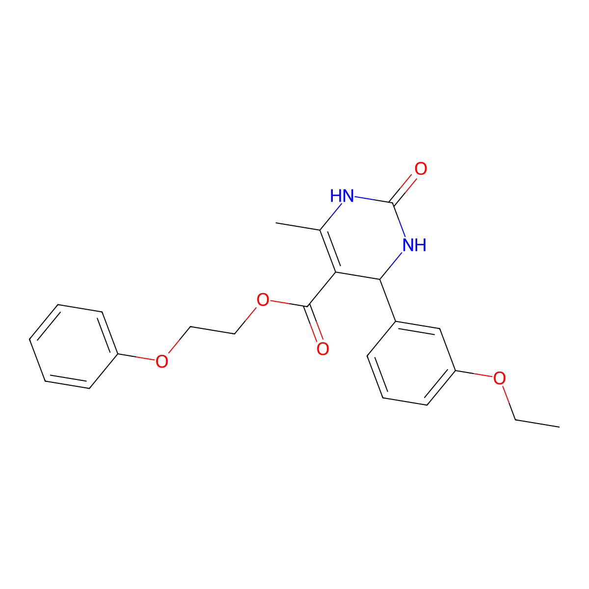 2-Phenoxyethyl 4-(3-ethoxyphenyl)-6-methyl-2-oxo-1,2,3,4-tetrahydropyrimidine-5-carboxylate molecular structure, CAS 329073-04-3