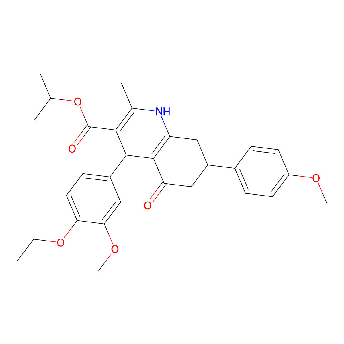 Isopropyl 4-(4-ethoxy-3-methoxyphenyl)-7-(4-methoxyphenyl)-2-methyl-5-oxo-1,4,5,6,7,8-hexahydro-3-quinolinecarboxylate molecular structure, CAS 329073-06-5