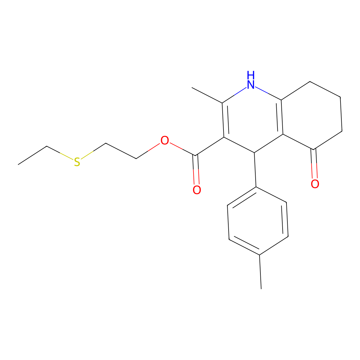 2-(Ethylsulfanyl)ethyl 2-methyl-4-(4-methylphenyl)-5-oxo-1,4,5,6,7,8-hexahydroquinoline-3-carboxylate molecular structure, CAS 329073-39-4