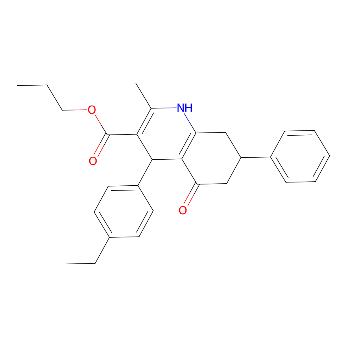 Propyl 4-(4-ethylphenyl)-2-methyl-5-oxo-7-phenyl-1,4,5,6,7,8-hexahydroquinoline-3-carboxylate molecular structure, CAS 329074-00-2