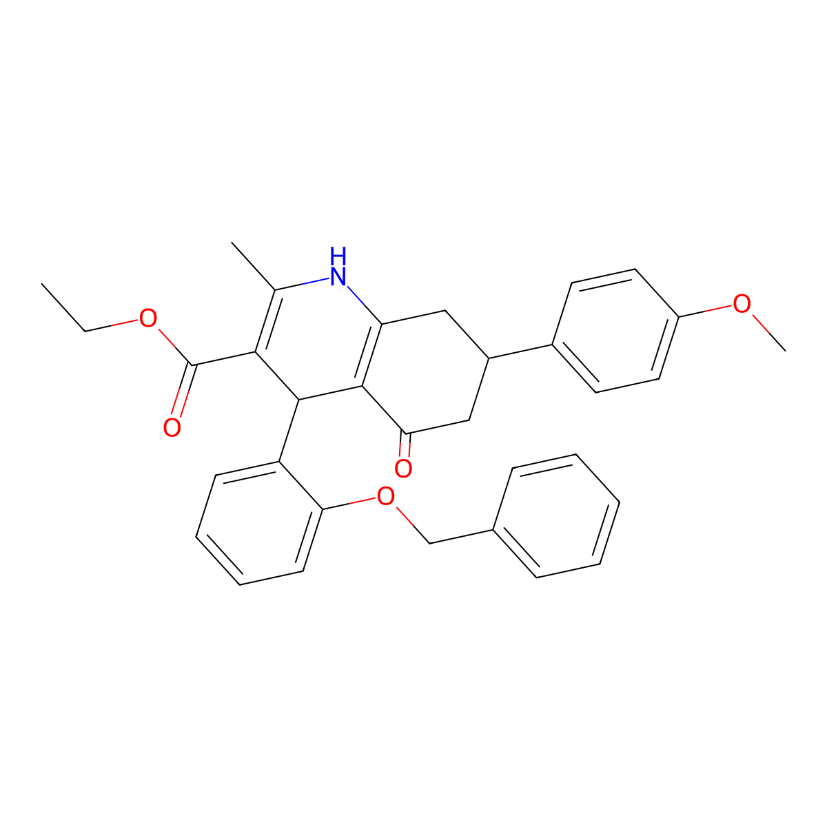 Ethyl 4-[2-(benzyloxy)phenyl]-7-(4-methoxyphenyl)-2-methyl-5-oxo-1,4,5,6,7,8-hexahydroquinoline-3-carboxylate molecular structure, CAS 329074-20-6