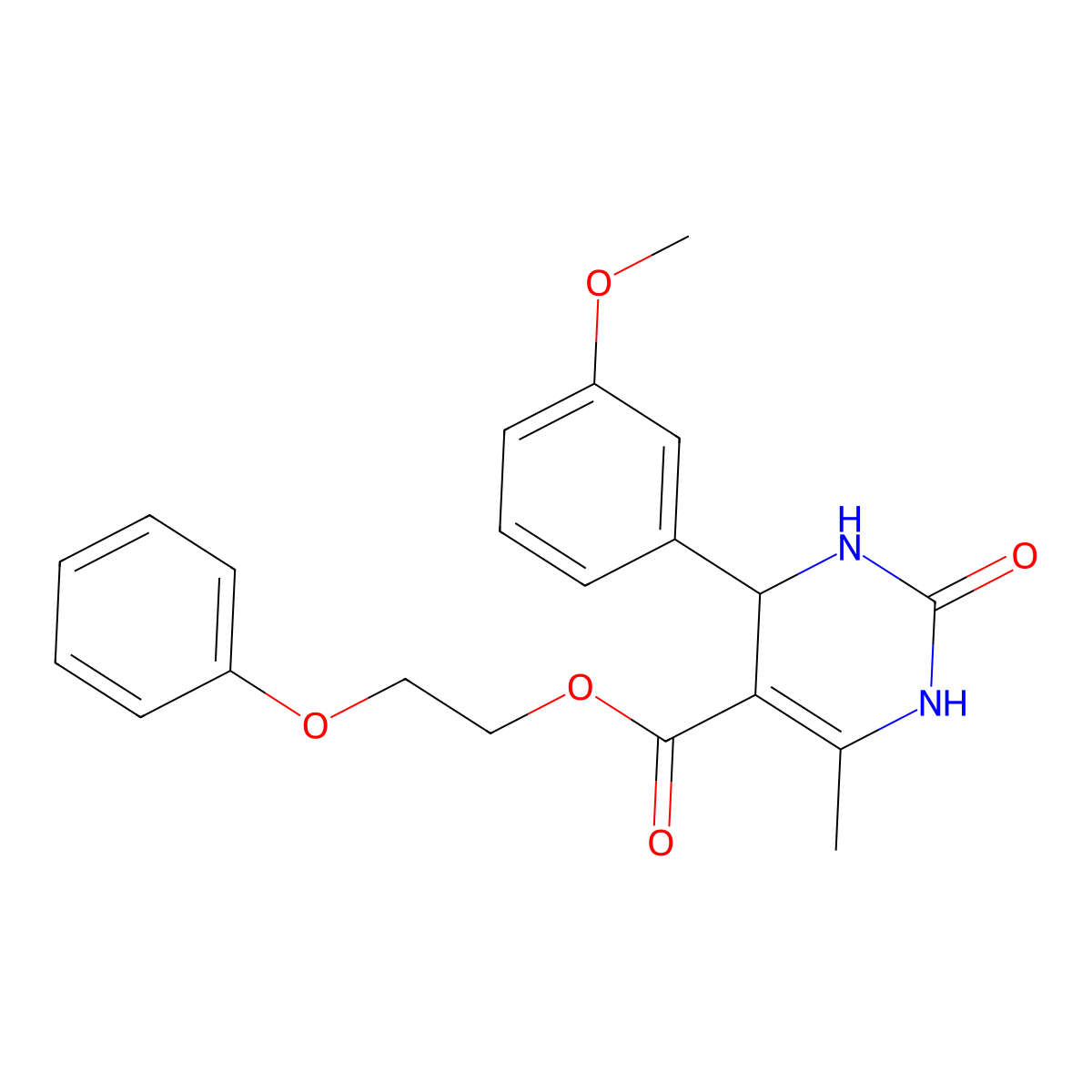 2-Phenoxyethyl 4-(3-methoxyphenyl)-6-methyl-2-oxo-1,2,3,4-tetrahydropyrimidine-5-carboxylate molecular structure, CAS 329074-28-4