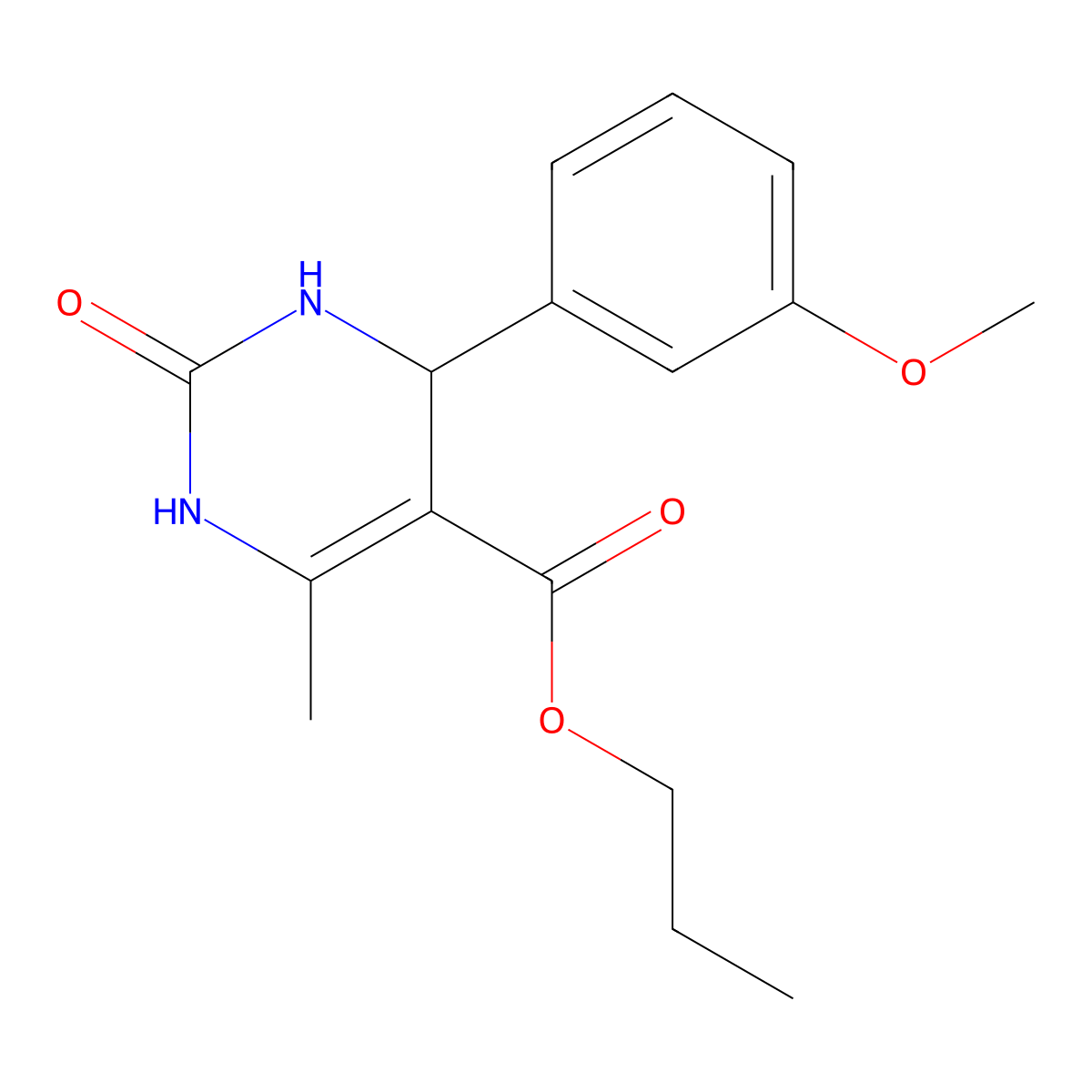 Propyl 4-(3-methoxyphenyl)-6-methyl-2-oxo-1,2,3,4-tetrahydropyrimidine-5-carboxylate molecular structure, CAS 329074-41-1
