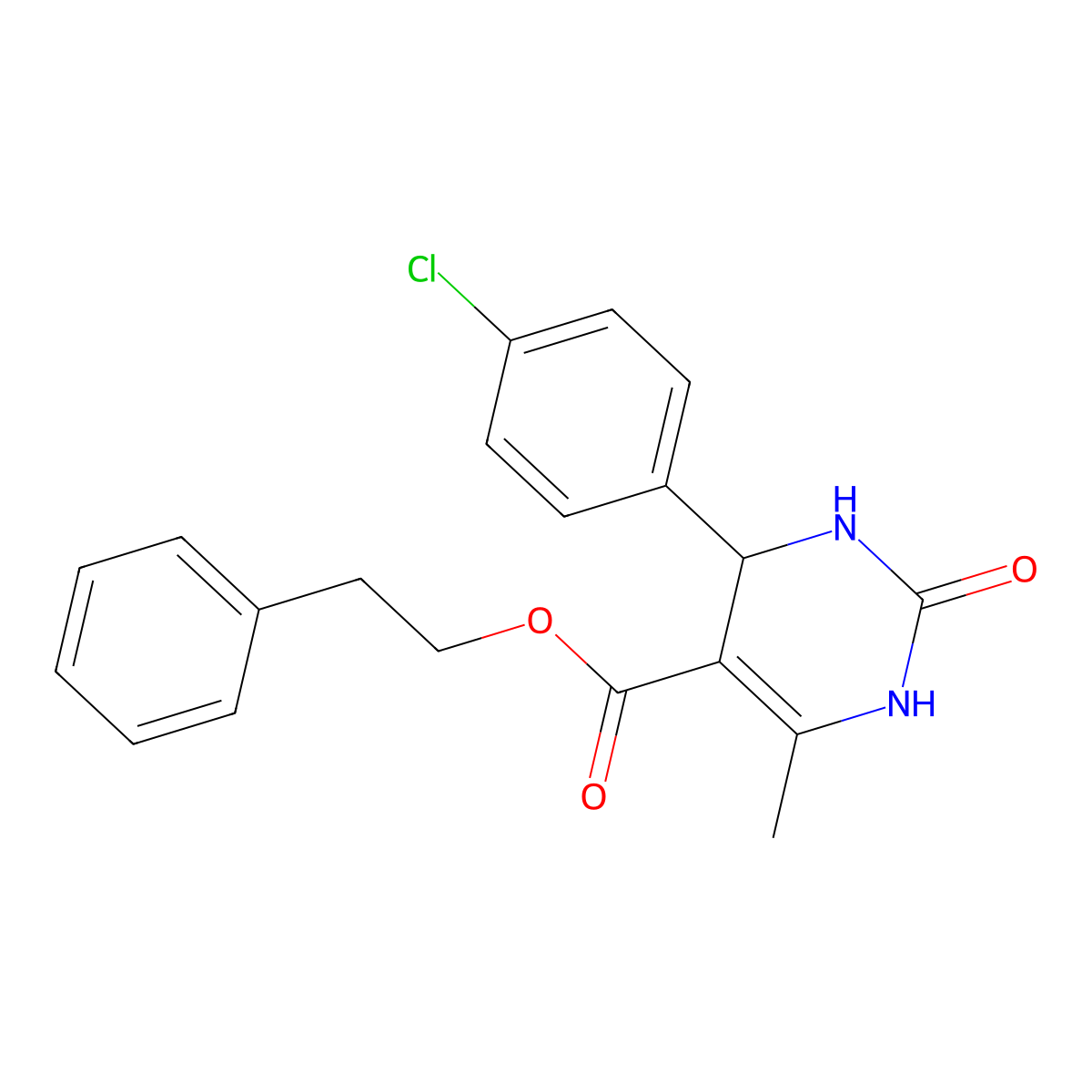 2-Phenylethyl 4-(4-chlorophenyl)-6-methyl-2-oxo-1,2,3,4-tetrahydropyrimidine-5-carboxylate molecular structure, CAS 329074-48-8