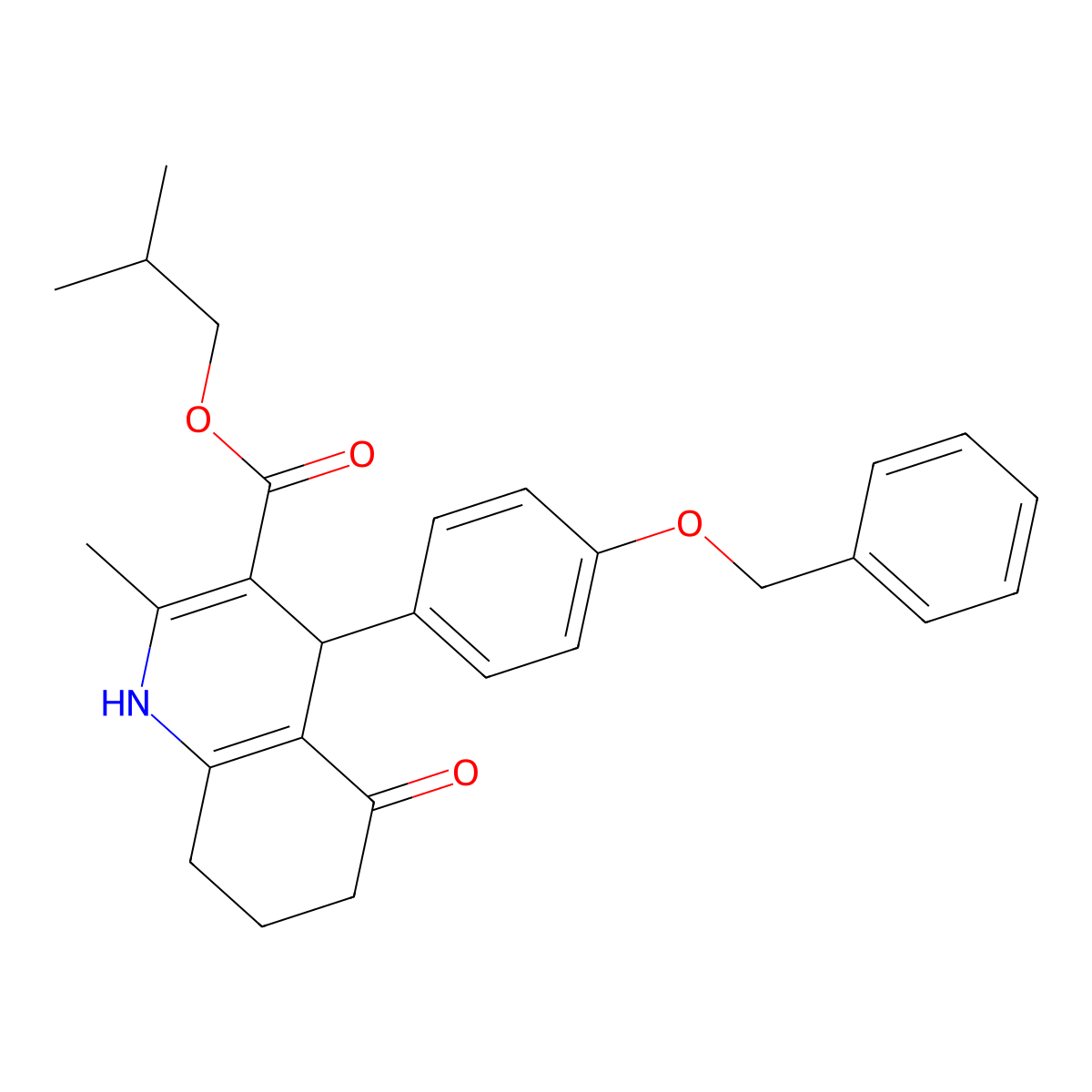 2-methylpropyl 2-methyl-5-oxo-4-(4-phenylmethoxyphenyl)-4,6,7,8-tetrahydro-1H-quinoline-3-carboxylate molecular structure, CAS 329074-52-4