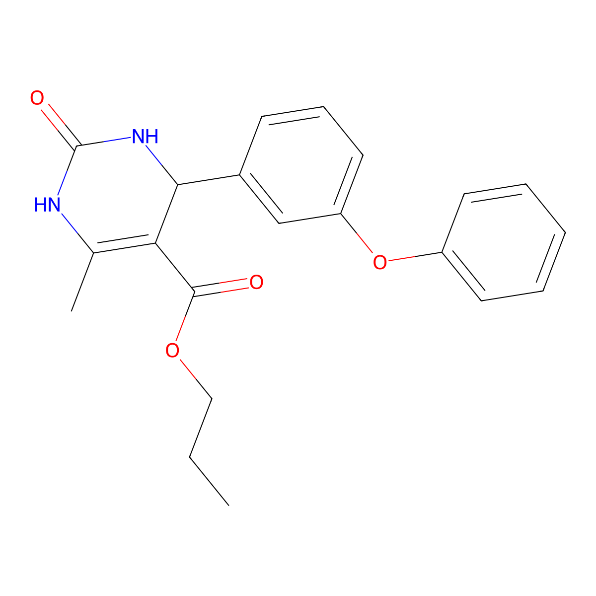 Propyl 6-methyl-2-oxo-4-(3-phenoxyphenyl)-1,2,3,4-tetrahydropyrimidine-5-carboxylate molecular structure, CAS 329074-55-7