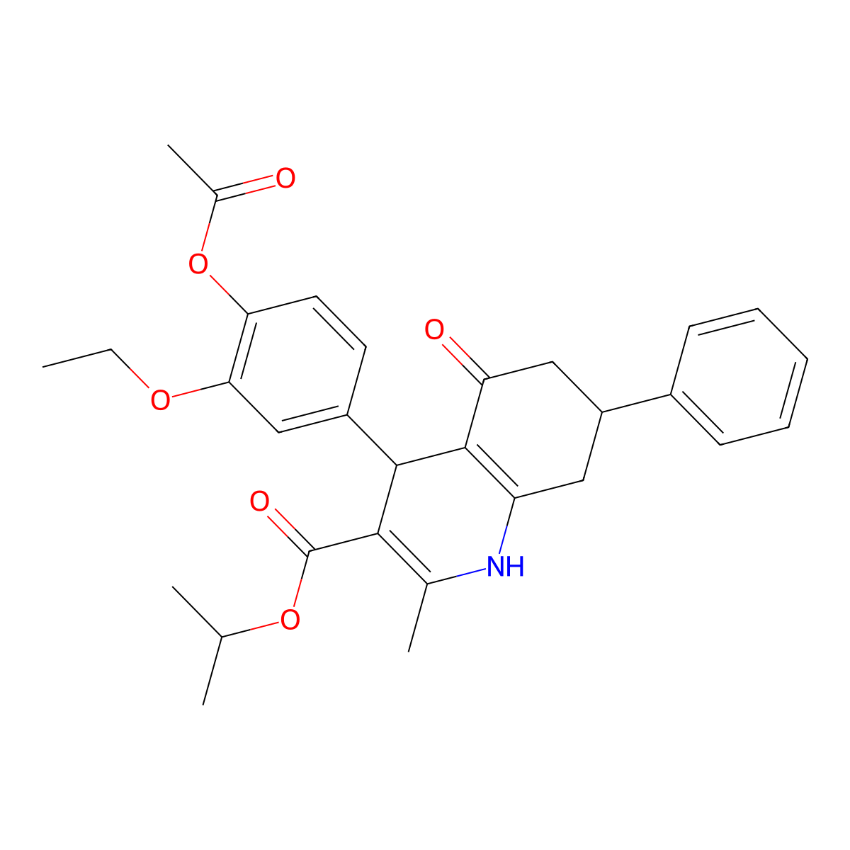 Propan-2-yl 4-[4-(acetyloxy)-3-ethoxyphenyl]-2-methyl-5-oxo-7-phenyl-1,4,5,6,7,8-hexahydroquinoline-3-carboxylate molecular structure, CAS 329074-56-8