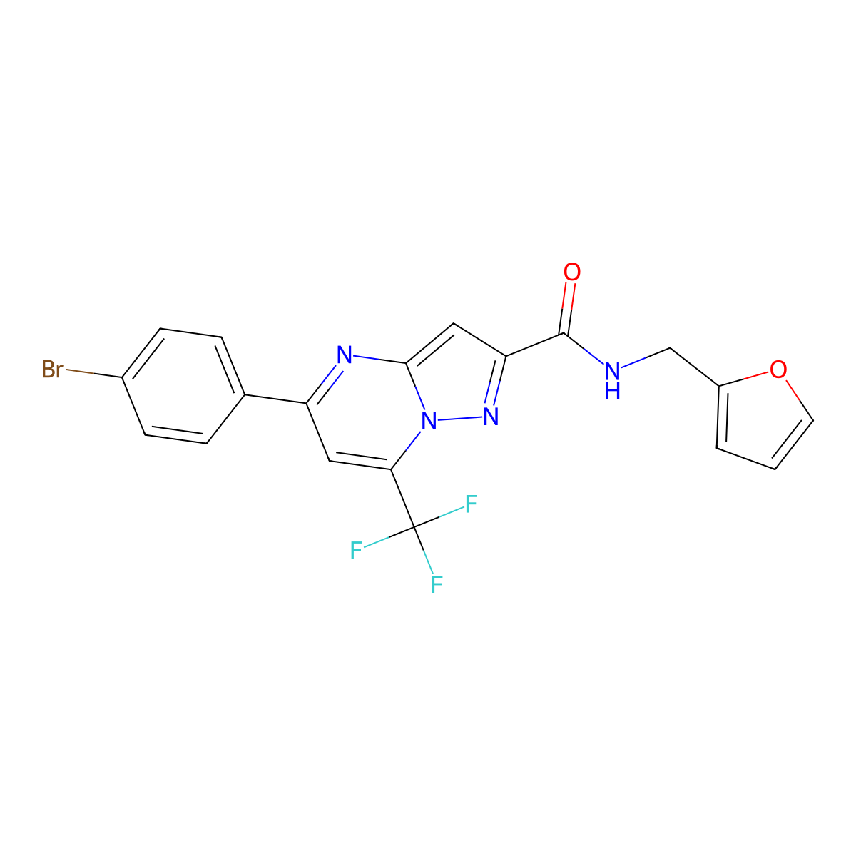 5-(4-bromophenyl)-N-(2-furylmethyl)-7-(trifluoromethyl)pyrazolo[1,5-a]pyrimidine-2-carboxamide molecular structure, CAS 329078-11-7