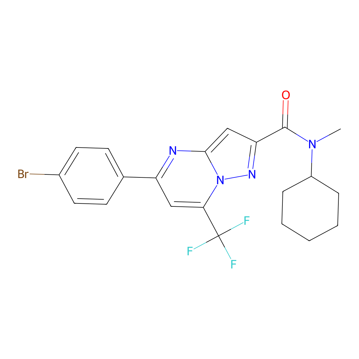 5-(4-bromophenyl)-N-cyclohexyl-N-methyl-7-(trifluoromethyl)pyrazolo[1,5-a]pyrimidine-2-carboxamide molecular structure, CAS 329078-26-4