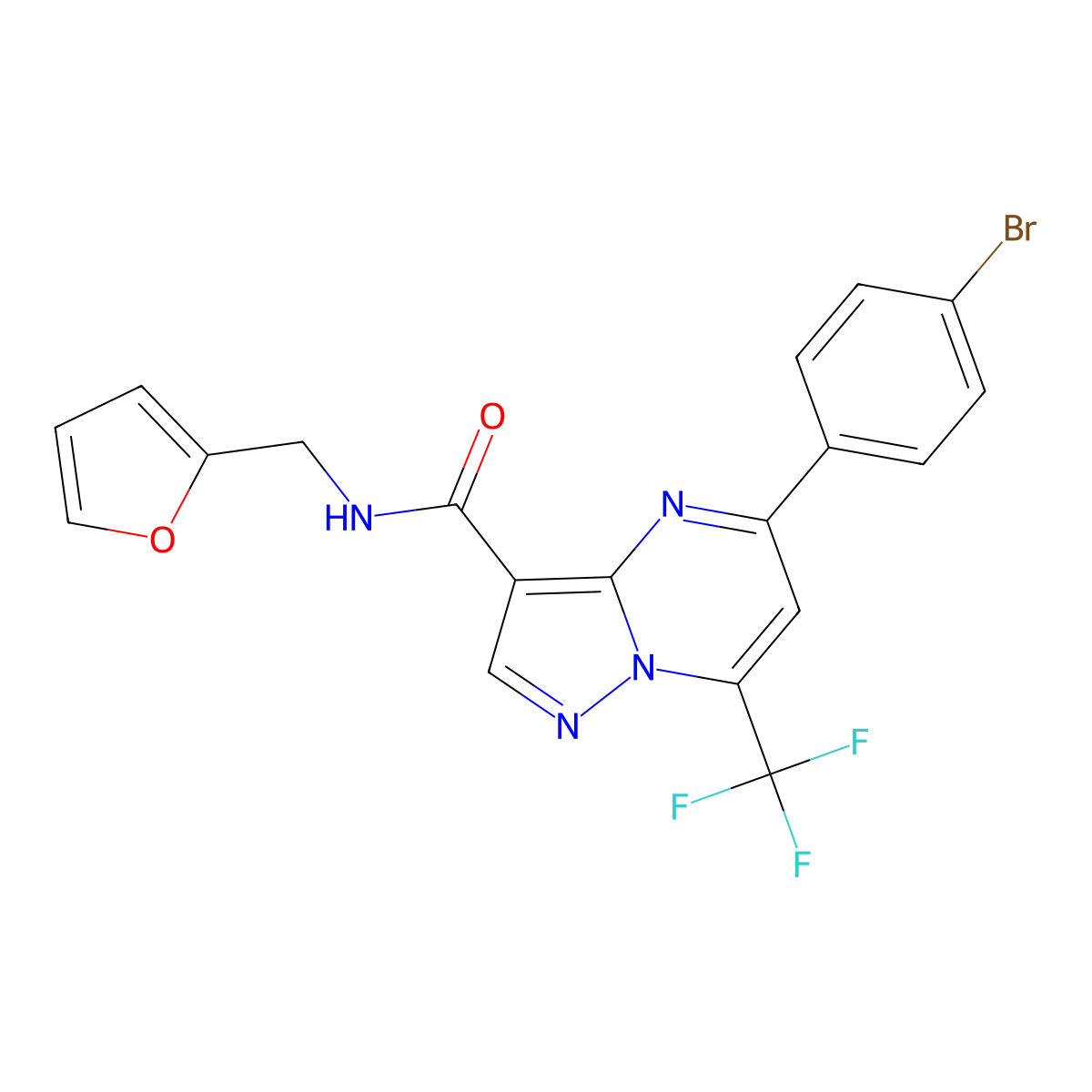 5-(4-bromophenyl)-N-(furan-2-ylmethyl)-7-(trifluoromethyl)pyrazolo[1,5-a]pyrimidine-3-carboxamide molecular structure, CAS 329078-27-5